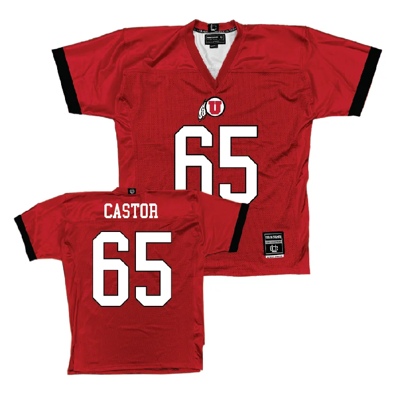 Football Jersey Wedding-Utah Football Red Jersey - Logan Castor | #65