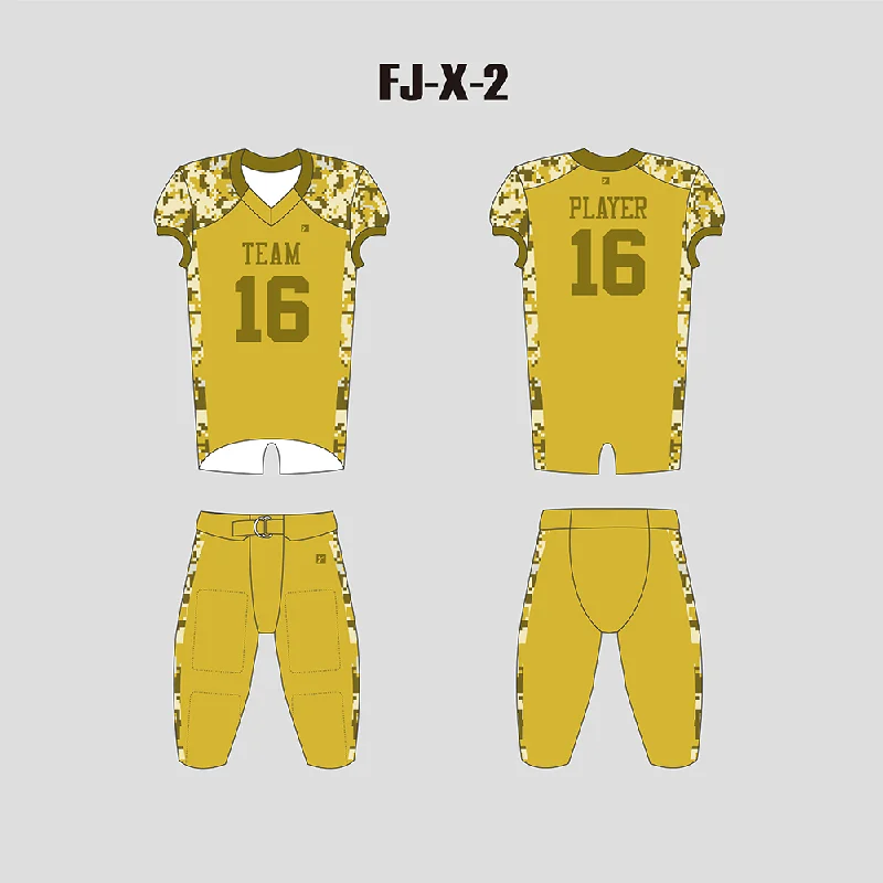 Football Jersey Number-X2 Gold and Camo Blank Customized Football Uniforms Packages