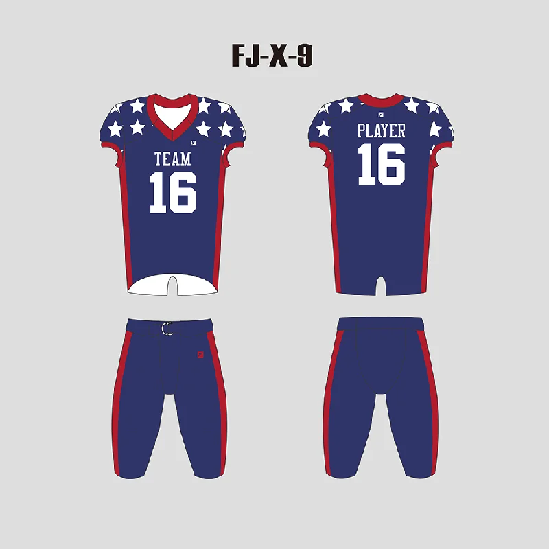 Football Jersey Short Sleeve-X9 Blue Red and White Stars Custom Football Uniforms For Youth and Adults