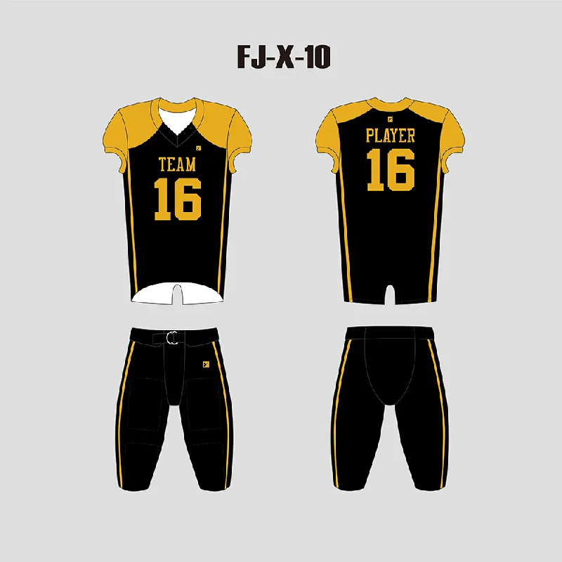 Football Jersey Classic Fit-X10 Black and Gold Custom Football Uniforms For Kids and Adults