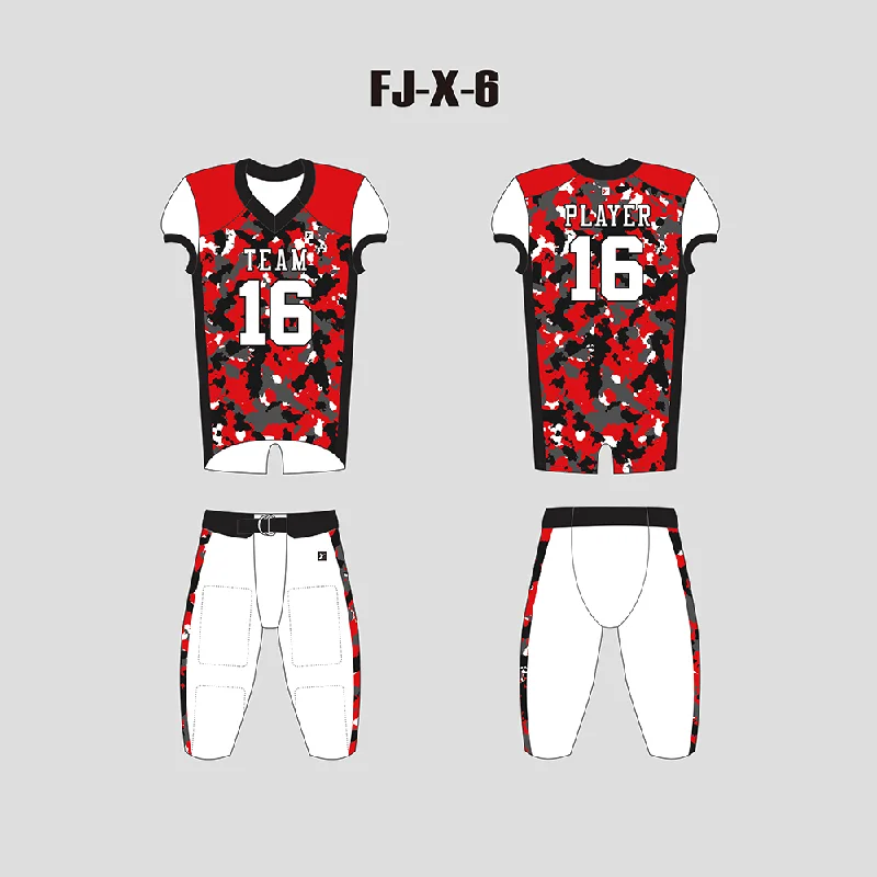 Football Jersey Pullover-X6 Red Black and Grey Camo Custom Football Jerseys For Kids and Adults