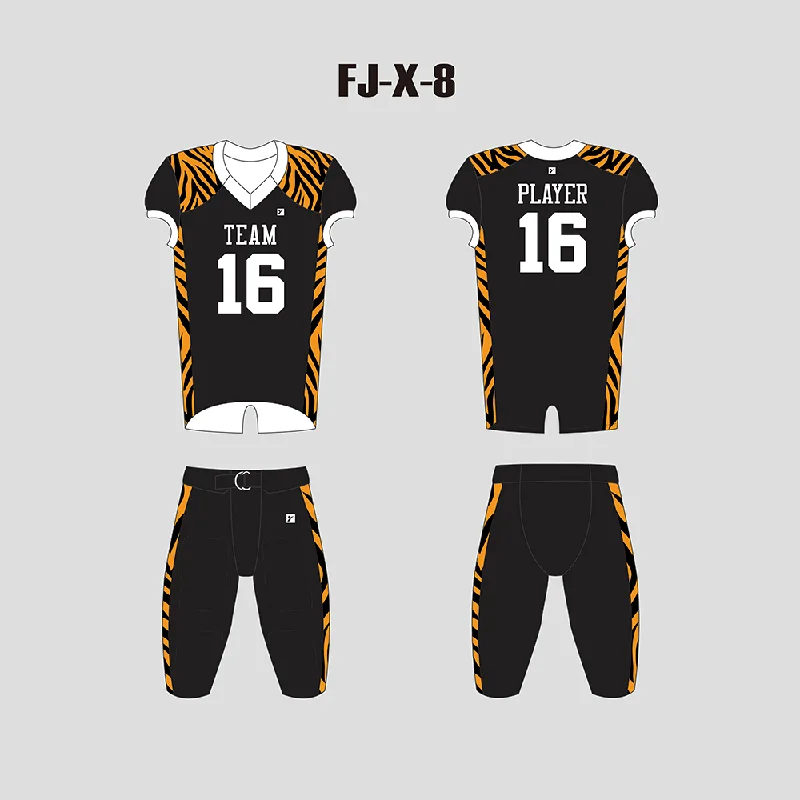 Football Jersey Long Sleeve-X8 Tiger Camo Black Custom Football Jerseys For Youth and Adults