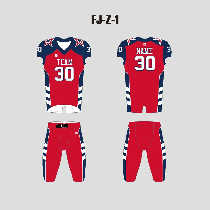 Football Jersey Bulk Order-Z1 Red and Navy Adult Youth Custom Football Uniforms