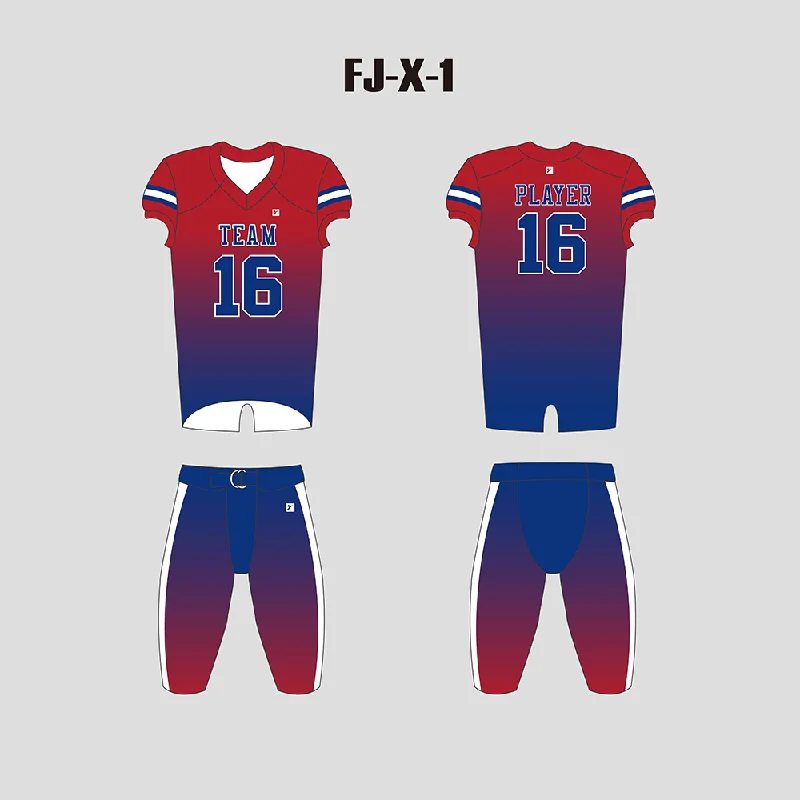 Football Jersey NFL-X1 Red White and Blue Sublimated Blank Custom Football Uniforms