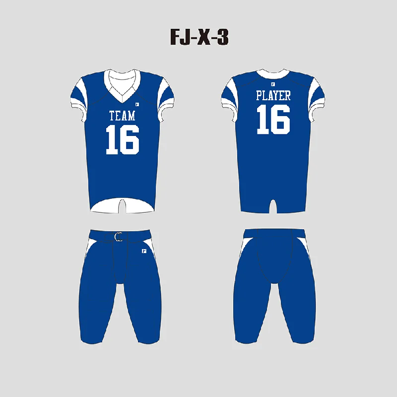 Football Jersey Embroidered-X3 Blue Sublimated Blank Custom High School Football Uniforms