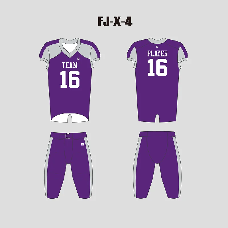 X4 Purple Grey Sublimated Blank Custom Football Uniforms Youth&Men