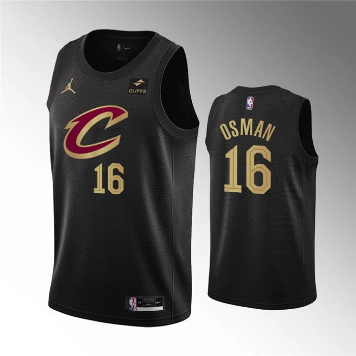 Basketball Jersey Fantasy-Men's Cleveland Cavaliers #16 Cedi Osman Black Statement Edition Stitched Basketball Basketball Jersey