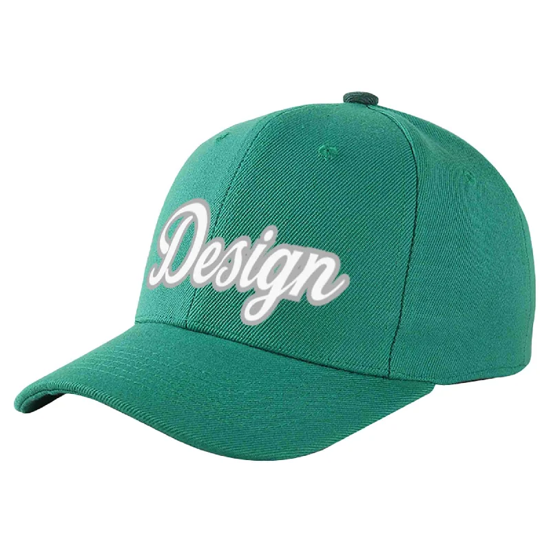 Baseball Cap Fantasy-Custom Light Green Gray-White Curved Eaves Sport Design Baseball Cap