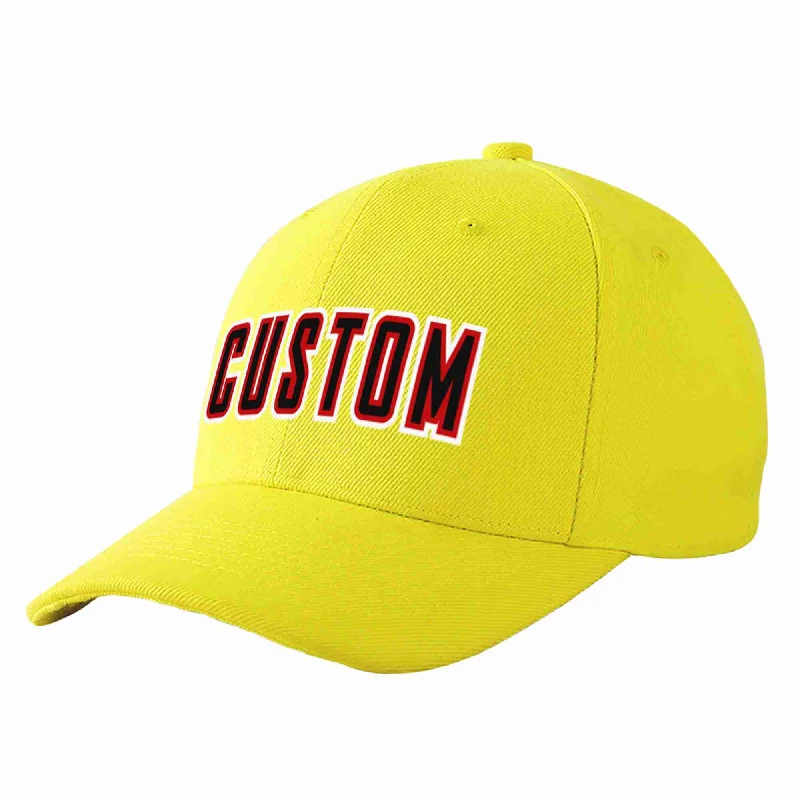 Baseball Cap Running-Custom Yellow Black-Red Curved Eaves Sport Baseball Cap Design for Men/Women/Youth