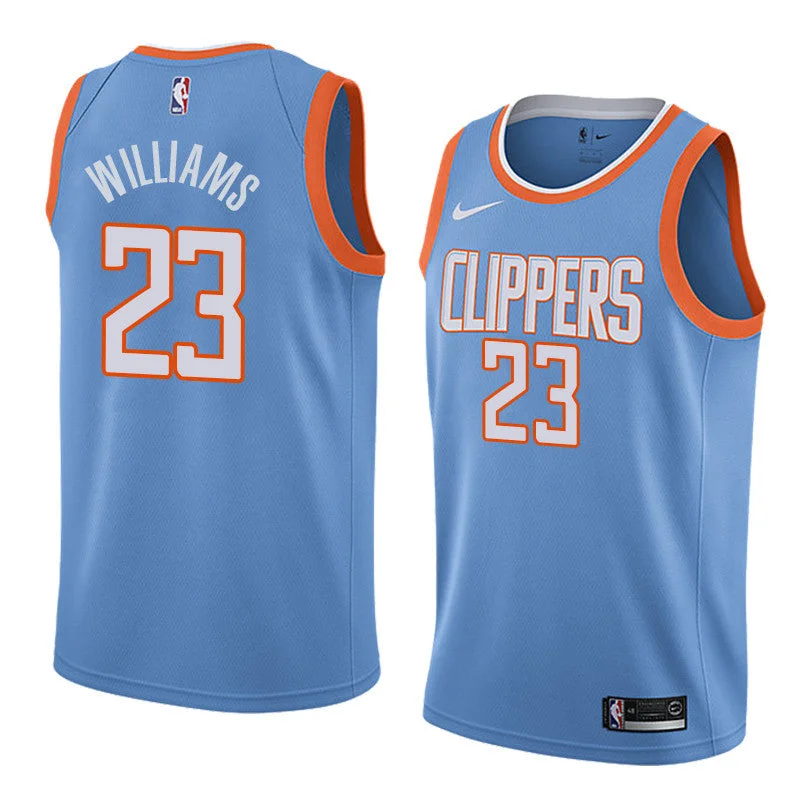 Basketball Jersey Minimalist-Men's Los Angeles Clippers #23 Lou Williams Blue 2017 18 New Season City Edition Stitched Basketball Jersey