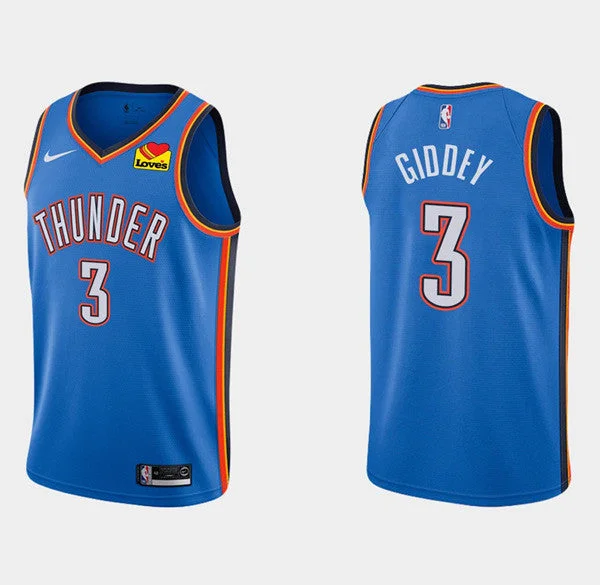 Basketball Jersey Limited Edition-Men's Oklahoma City Thunder #3 Josh Giddey Royal Icon Edition Stitched Basketball Basketball Jersey