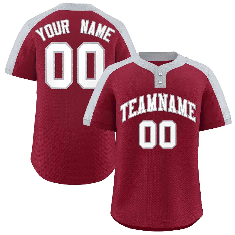 Baseball Jersey Running-Custom Crimson White-Gray Classic Style Authentic Two-Button Baseball Jersey