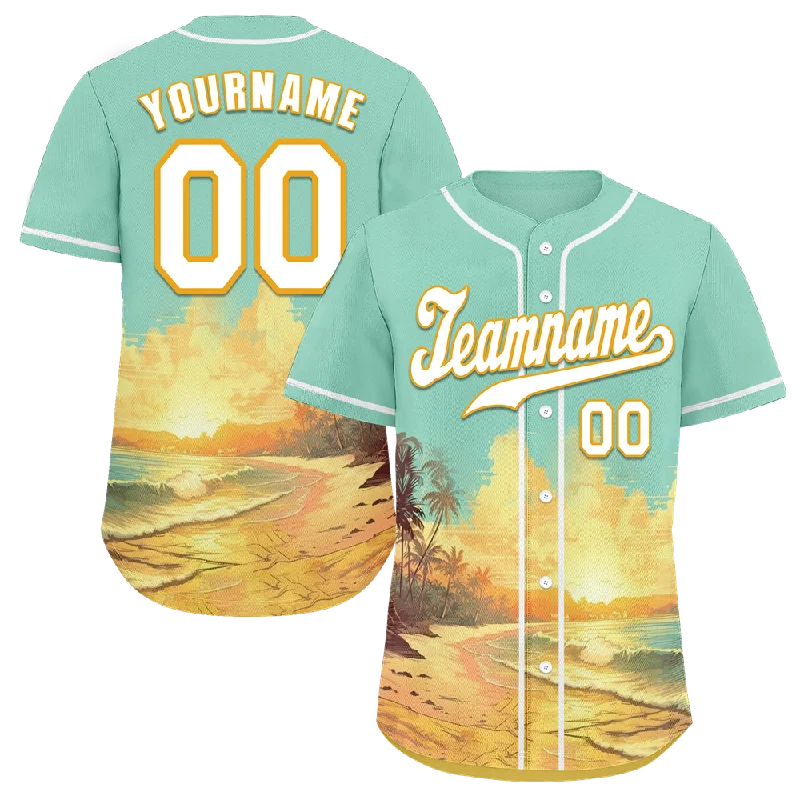 Baseball Jersey Hiking-Custom Aqua Orange Hawaii White Authentic Baseball Jersey BSBJ0a-bc0fb80