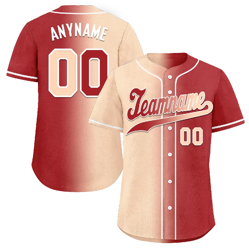 Baseball Jersey Top Rated-Custom Beige Red Gradient Fashion Personalized Authentic Baseball Jersey BSBJ01-D0a708f