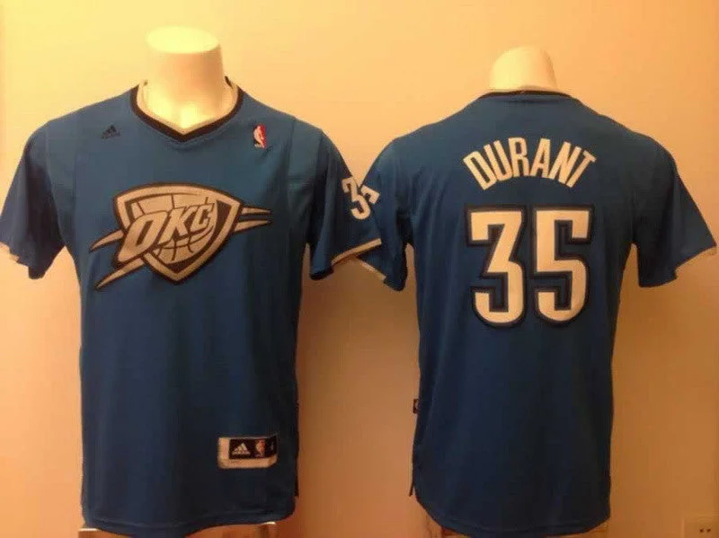 Basketball Jersey Polyester-Thunder 35 Durant Blue Christmas Edition Basketball Jerseys