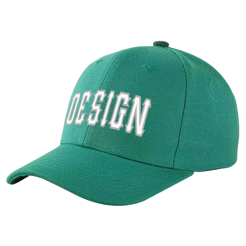 Baseball Cap Gold-Custom Light Green Gray-White Curved Eaves Sport Design Baseball Cap