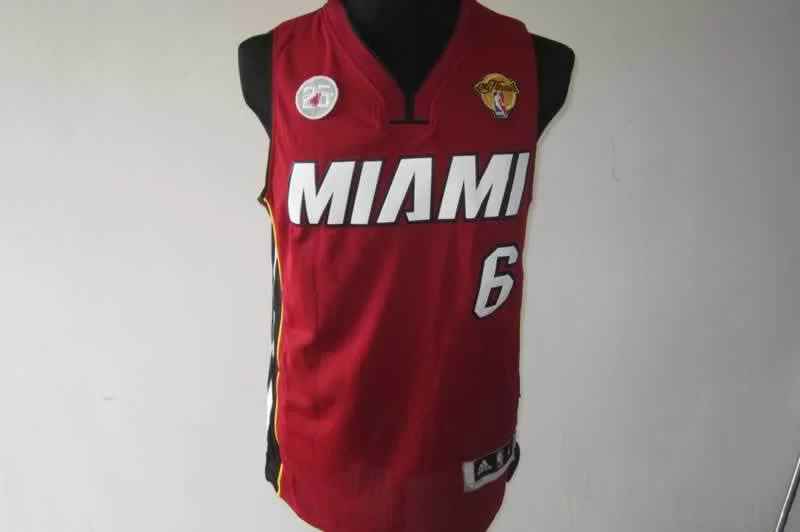 Basketball Jersey MVP-Heat 6 James Red 25th&Final Patch Basketball Jerseys