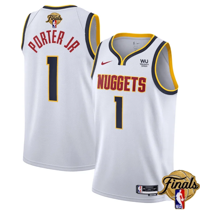 Basketball Jersey Gray-Men's Denver Nuggets #1 Michael Porter Jr. White 2023 Finals Association Edition Stitched Basketball Basketball Jersey