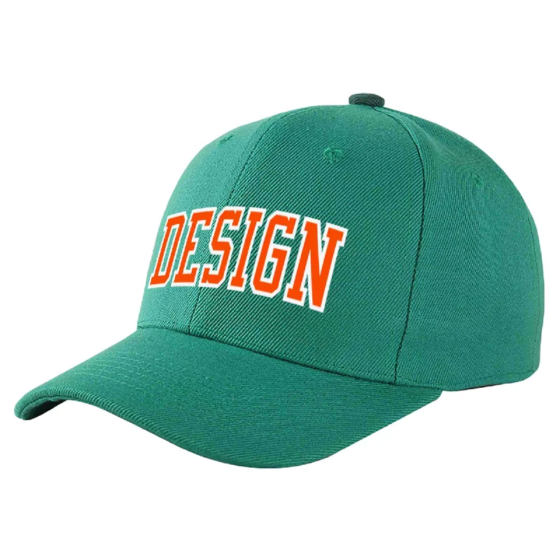 Baseball Cap Rodeo-Custom Light Green Orange-White Curved Eaves Sport Design Baseball Cap