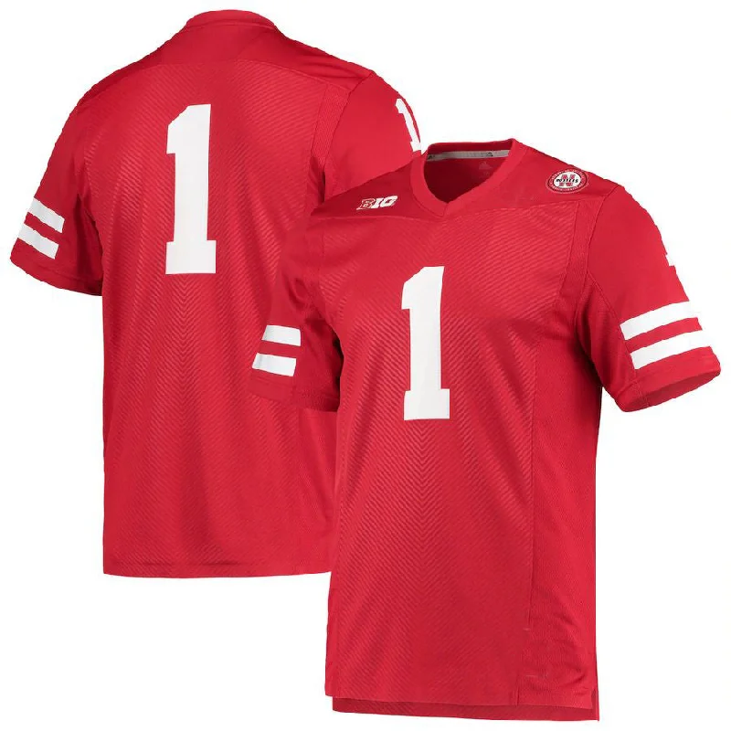 Football Jersey Bulk Order-#1 N.Huskers Team Premier Football Jersey Scarlet Stitched American College Jerseys