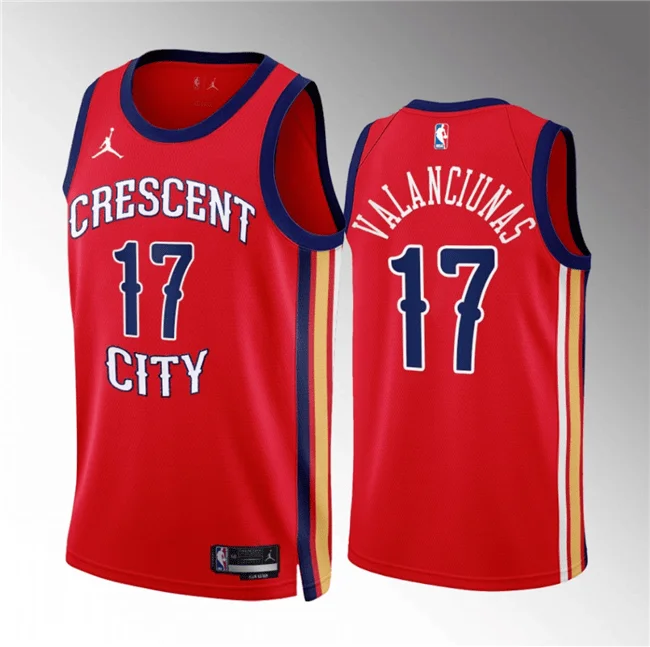 Basketball Jersey Sun Protection-Men's New Orleans Pelicans #17 Jonas Valanciunas Red 2022/23 Statement Edition Stitched Basketball Basketball Jersey