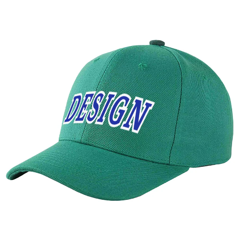 Baseball Cap Adjustable-Custom Light Green Royal-White Curved Eaves Sport Design Baseball Cap