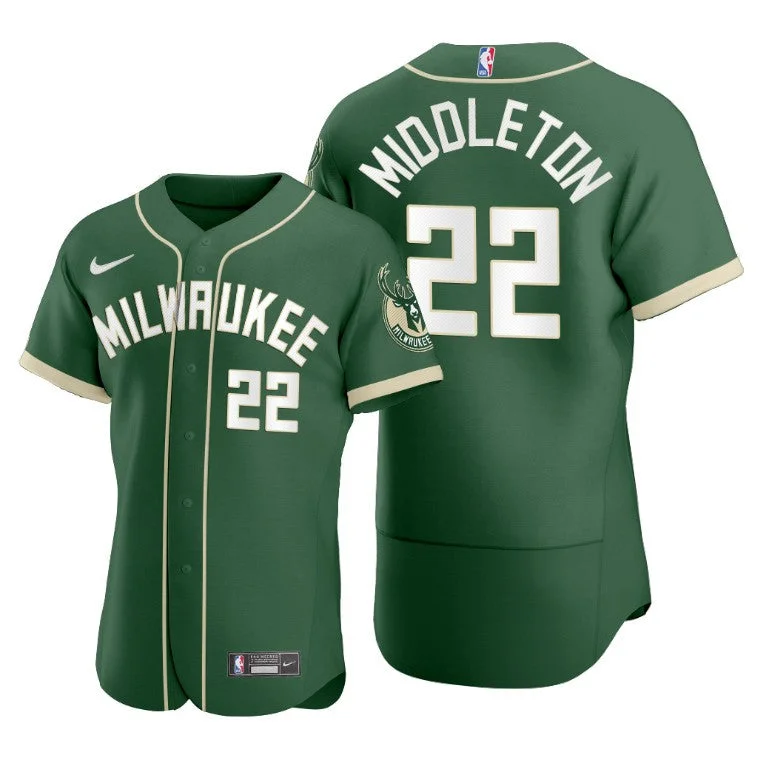 Basketball Jersey Bridesmaid-Men's Milwaukee Bucks #22 Khris Middleton Green 2020 X Crossover Edition Stitched Basketball Jersey