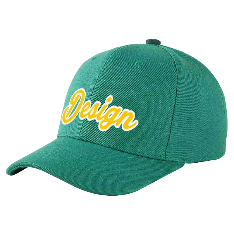 Baseball Cap Farmers-Custom Light Green Gold-White Curved Eaves Sport Design Baseball Cap