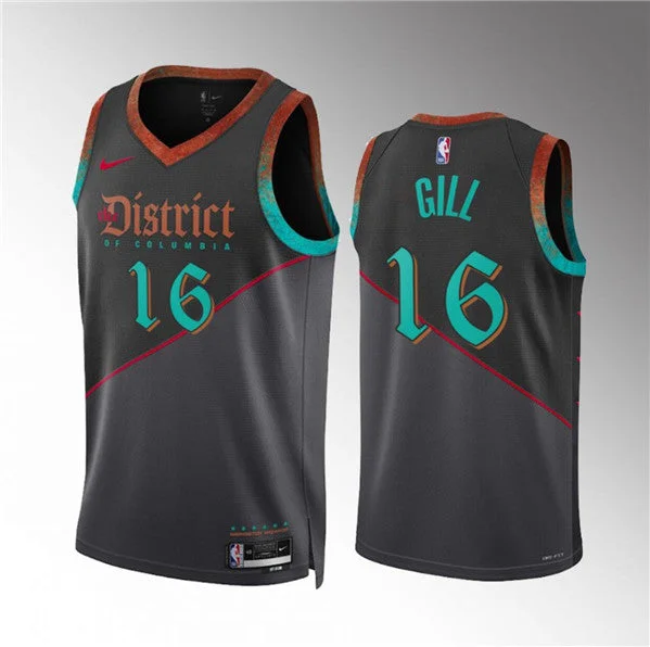 Basketball Jersey Red-Men's Washington Wizards #16 Anthony Gill Black 2023/24 City Edition Stitched Basketball Basketball Jersey