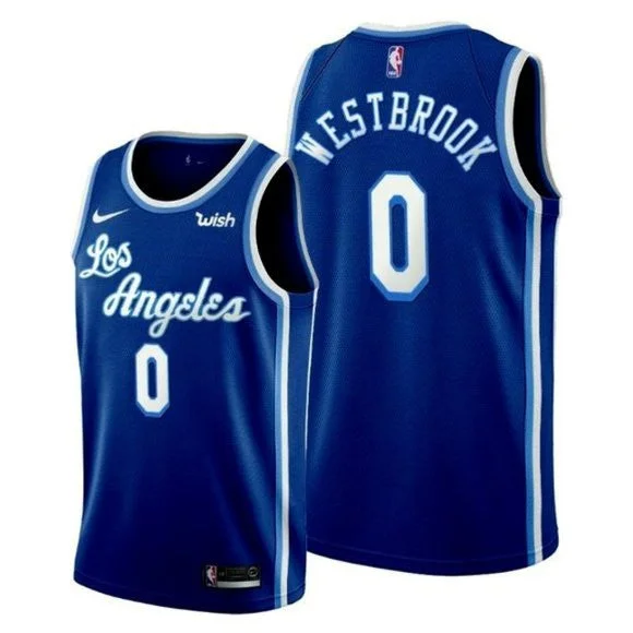 Basketball Jersey Online Exclusive-Men's Los Angeles Lakers #0 Russell Westbrook Blue Classic Stitched Basketball Jersey