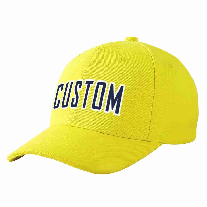 Baseball Cap High-End-Custom Yellow Navy-White Curved Eaves Sport Baseball Cap Design for Men/Women/Youth