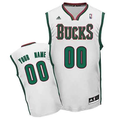 Basketball Jersey Button-Up-Milwaukee Bucks Custom white Home Basketball Jersey