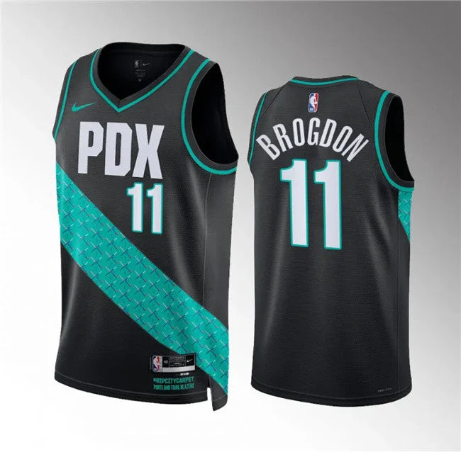 Basketball Jersey Beach-Men's Portland Trail Blazers #11 Malcolm Brogdon 2022/23 Black City Edition Stitched Basketball Basketball Jersey