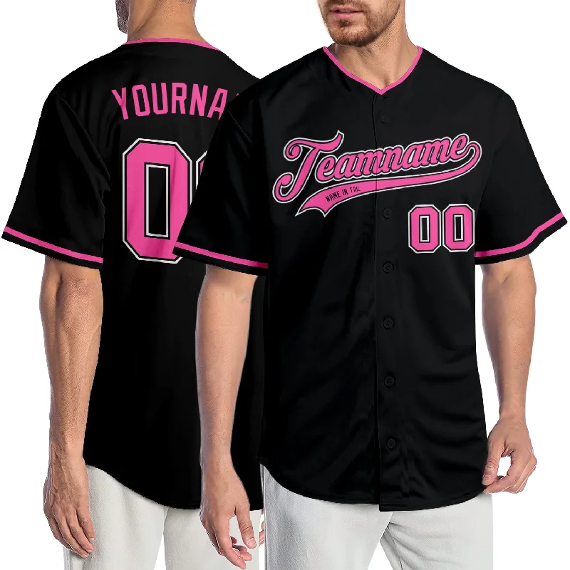 Baseball Jersey Streetwear-Custom Black Pink-White Authentic Baseball Jersey