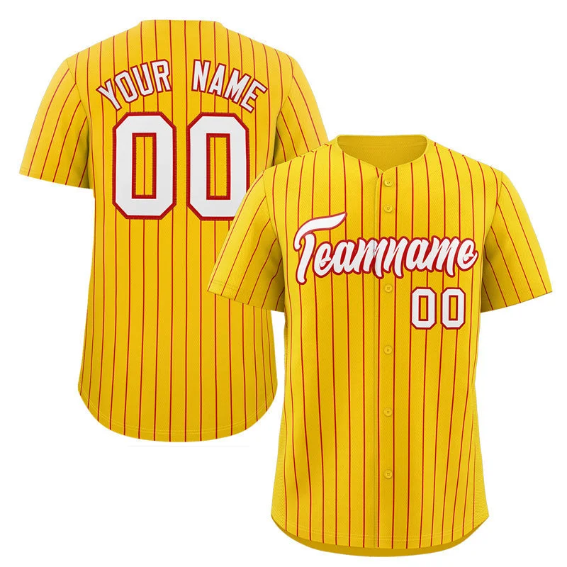 Baseball Jersey Superhero-Custom Gold White-Red Stripe Fashion Authentic Baseball Jersey