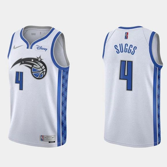 Basketball Jersey Short Sleeve-Men's Orlando Magic #4 Jalen Suggs White Earned Edition Stitched Basketball Basketball Jersey