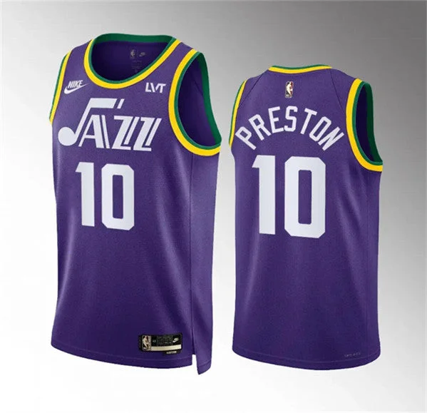 Basketball Jersey Custom-Men's Utah Jazz #10 Jason Preston Purple 2023/24 City Edition Stitched Basketball Basketball Jersey