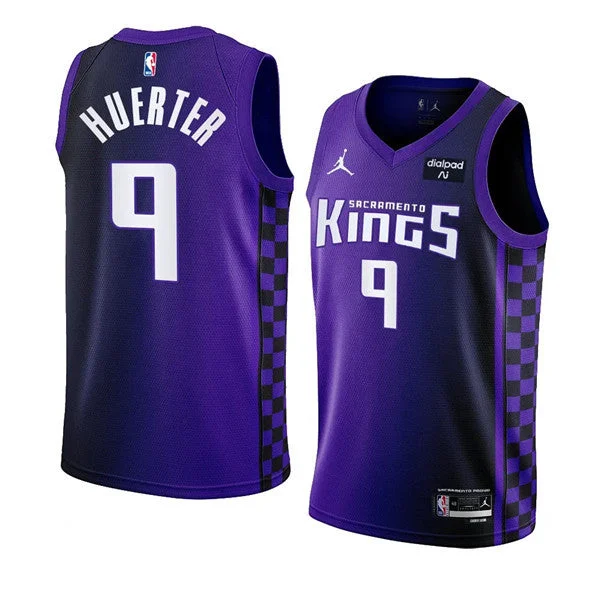 Basketball Jersey Checkered-Men's Sacramento Kings #9 Kevin Huerter Purple 2023-24 Statement Edition Swingman Stitched Basketball Jersey