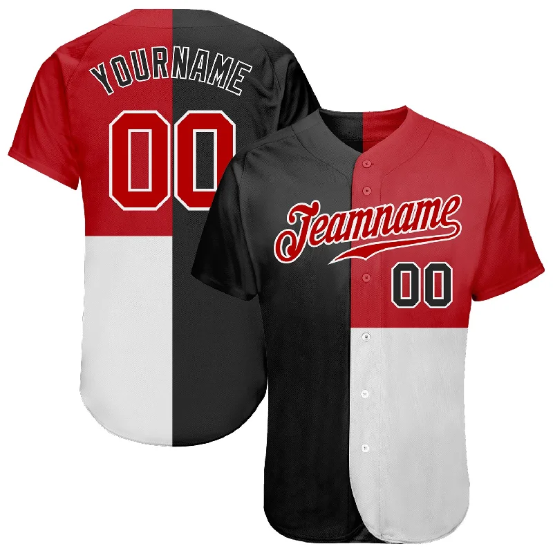 Baseball Jersey Classic-Custom Black Red-White 3D Pattern Design Multicolor Authentic Baseball Jersey