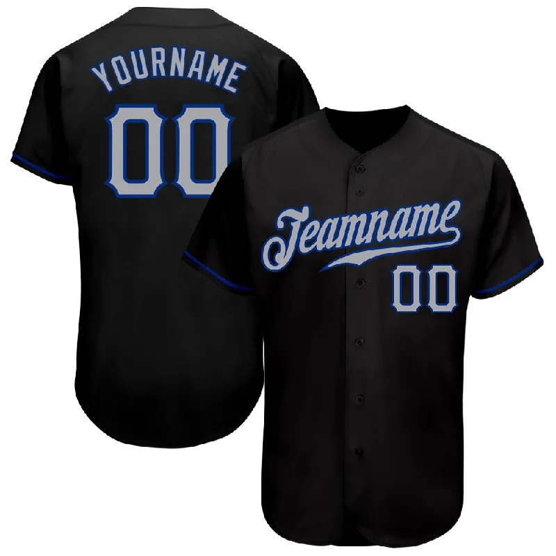 Baseball Jersey Classic Fit-Custom Black Gray-Royal Authentic Baseball Jersey