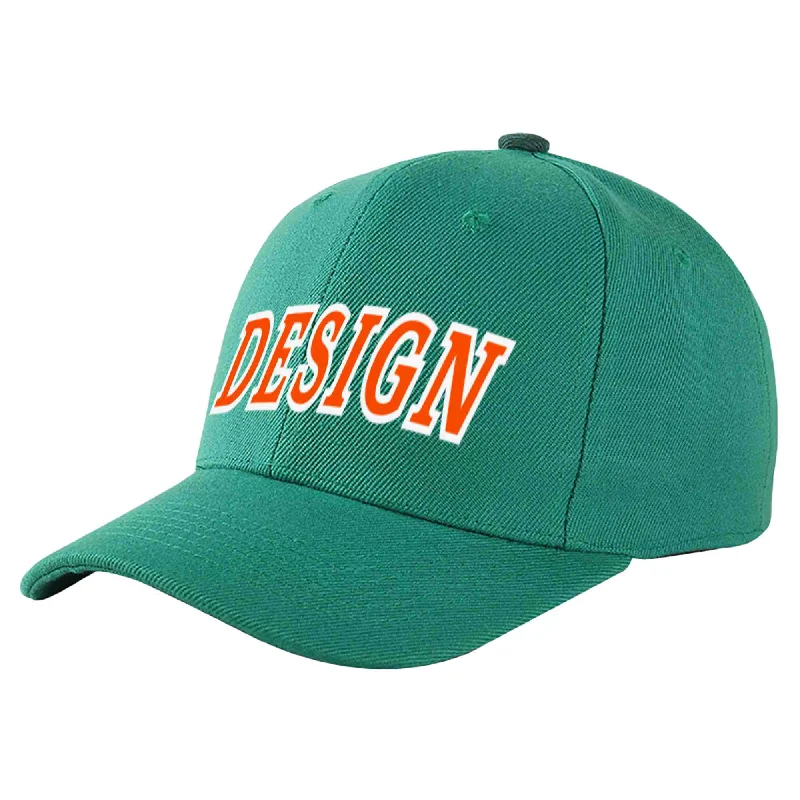 Baseball Cap Polyester-Custom Light Green Orange-White Curved Eaves Sport Design Baseball Cap