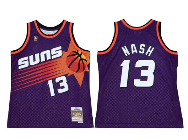 Basketball Jersey Office-Men's Phoenix Suns #13 Steve Nash Purple Throwback Swingman Stitched Basketball Jersey