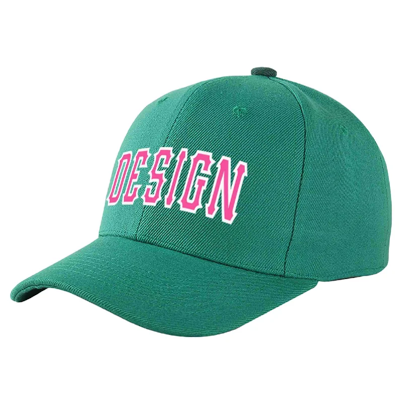 Baseball Cap Burgundy-Custom Light Green Pink-White Curved Eaves Sport Design Baseball Cap