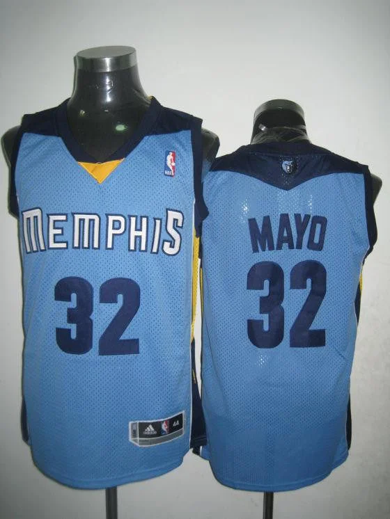 Basketball Jersey Button-Up-Grizzlies 32 Mayo Light Blue Basketball Jerseys