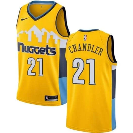 Basketball Jersey Waterproof-Men's Denver Nuggets #21 Wilson Chandler Yellow Stitched Basketball Jersey