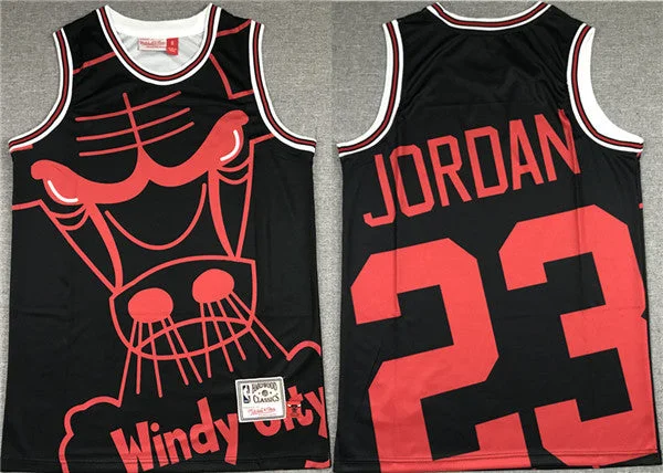 Basketball Jersey Groomsmen-Men's Chicago Bulls #23 Michael Jordan Black Big Face Stitched Basketball Jersey