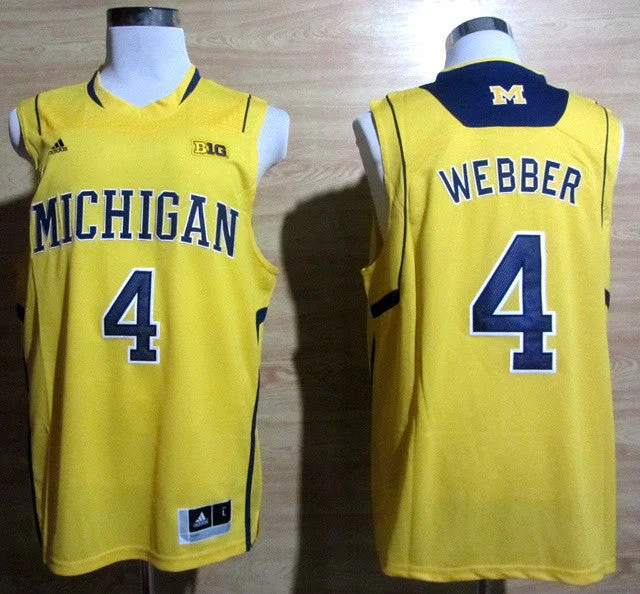 Basketball Jersey State Pride-Michigan Wolverines 4 Webber B10 Patch Yellow AAA Basketball Jerseys