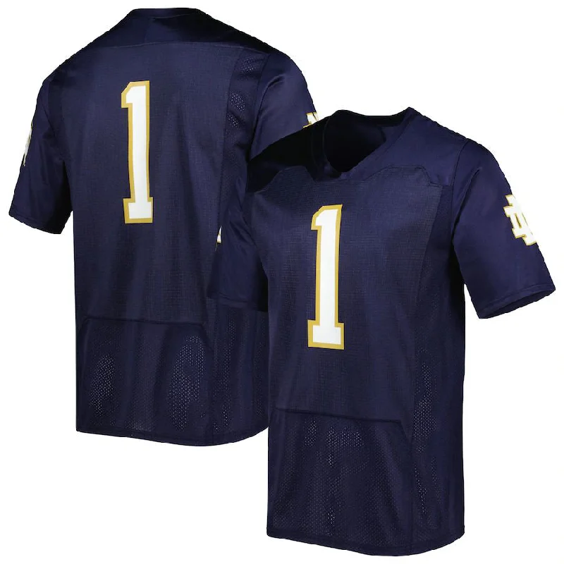 Football Jersey Men-#1 N.Dame Fighting Irish Under Armour Team Wordmark Replica Football Jersey Navy Stitched American College Jerseys