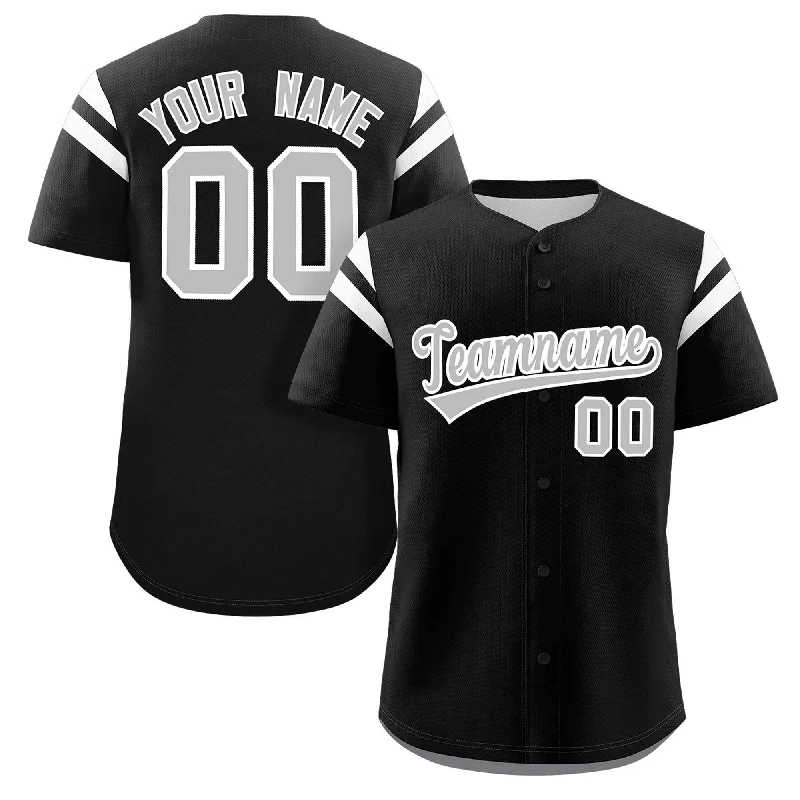 Baseball Jersey Country Flag-Custom Black Gray-White Classic Style Personalized Full Button Authentic Baseball Jersey