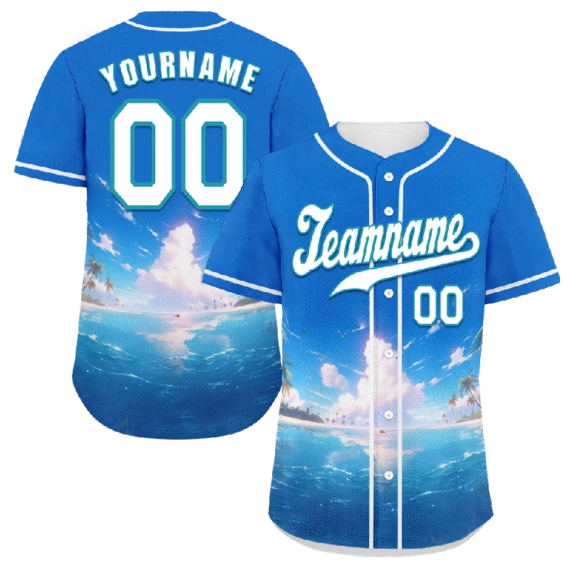 Baseball Jersey Office-Custom Blue Hawaii White Authentic Baseball Jersey BSBJ0a-bc0fb7d